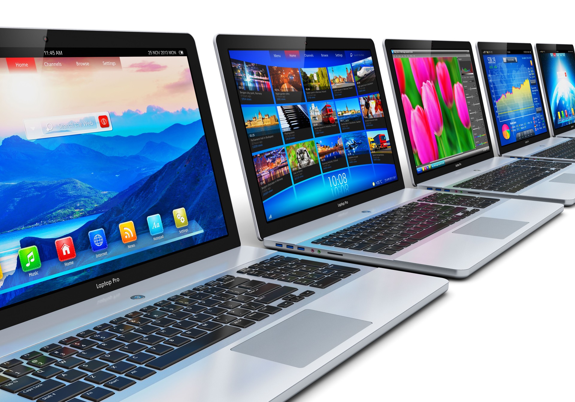 Fileira de laptops